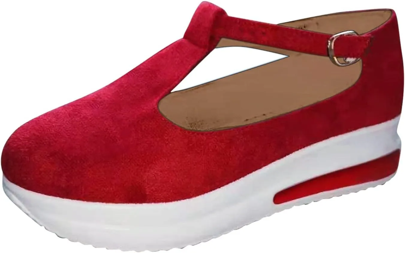 Aniywn Womens Adjustable Buckle Peep Toe Slingback Platform Wedge Sandals Casual Comfortable Beach Sandals Walking Shoes
