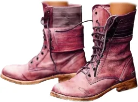 Boots For Women Ankle Booties Western Mid-calf Combat Military Winter Boot Low Heel Motorcycle Riding Biker Boots