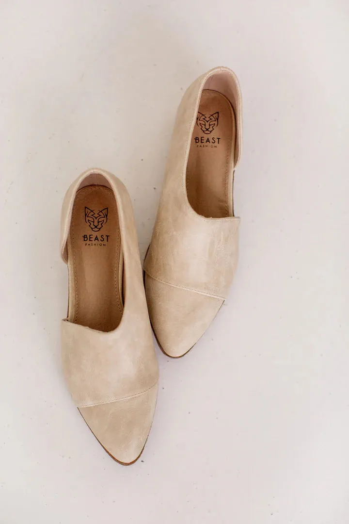 Carter Beige Side Cutout Flats - FINAL SALE