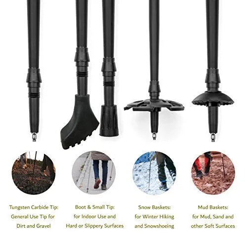 Cascade Mountain Tech Trekking Poles - 2 Piece Carbon Fiber