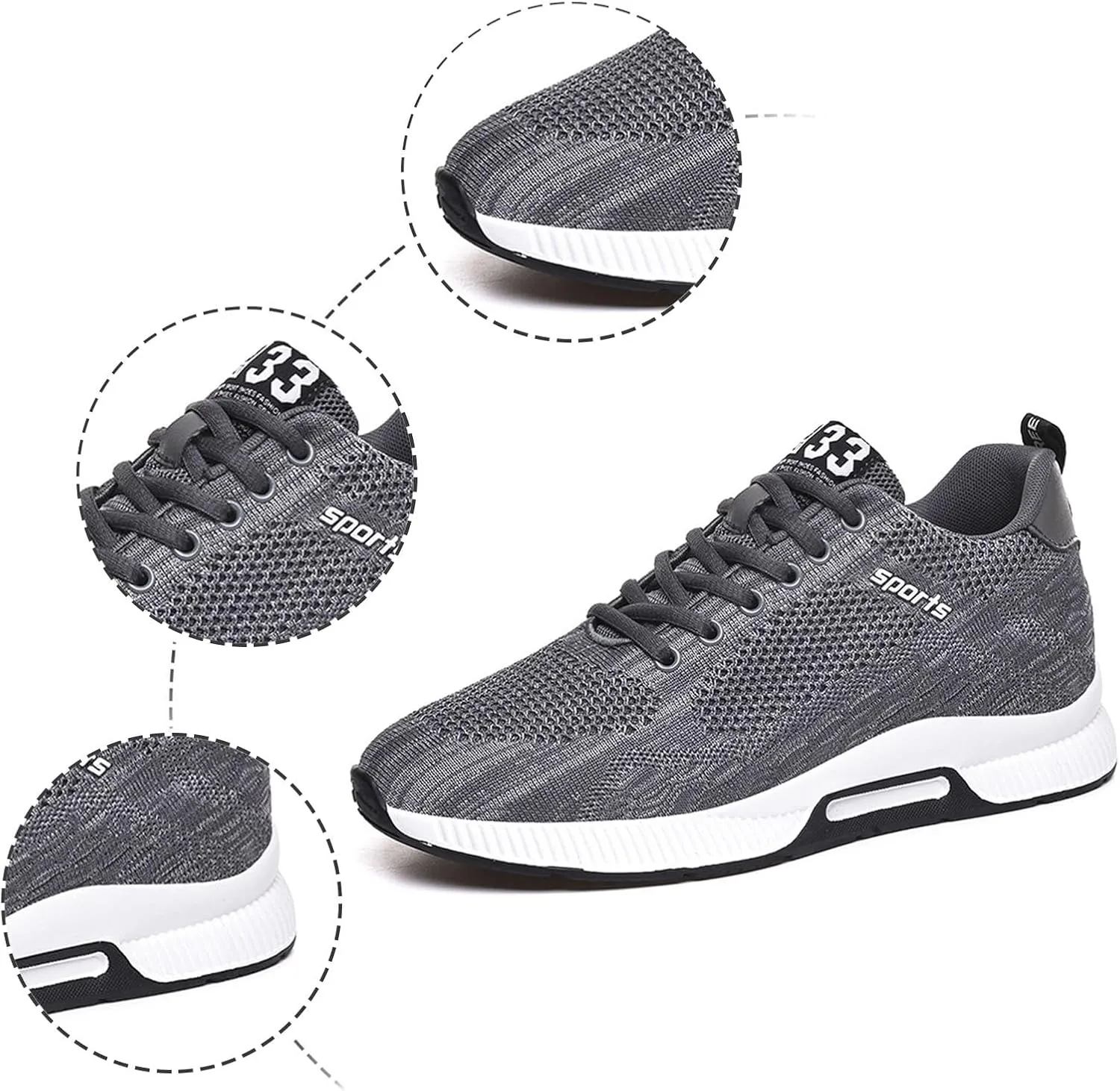 Couple Men's Elevator Shoes Men's Casual Mesh Trainers Lightweight Breathable Lace Up Sports Shoes with Hidden Lift Heel for Men Cm Sneaker Storage for Men Size 11