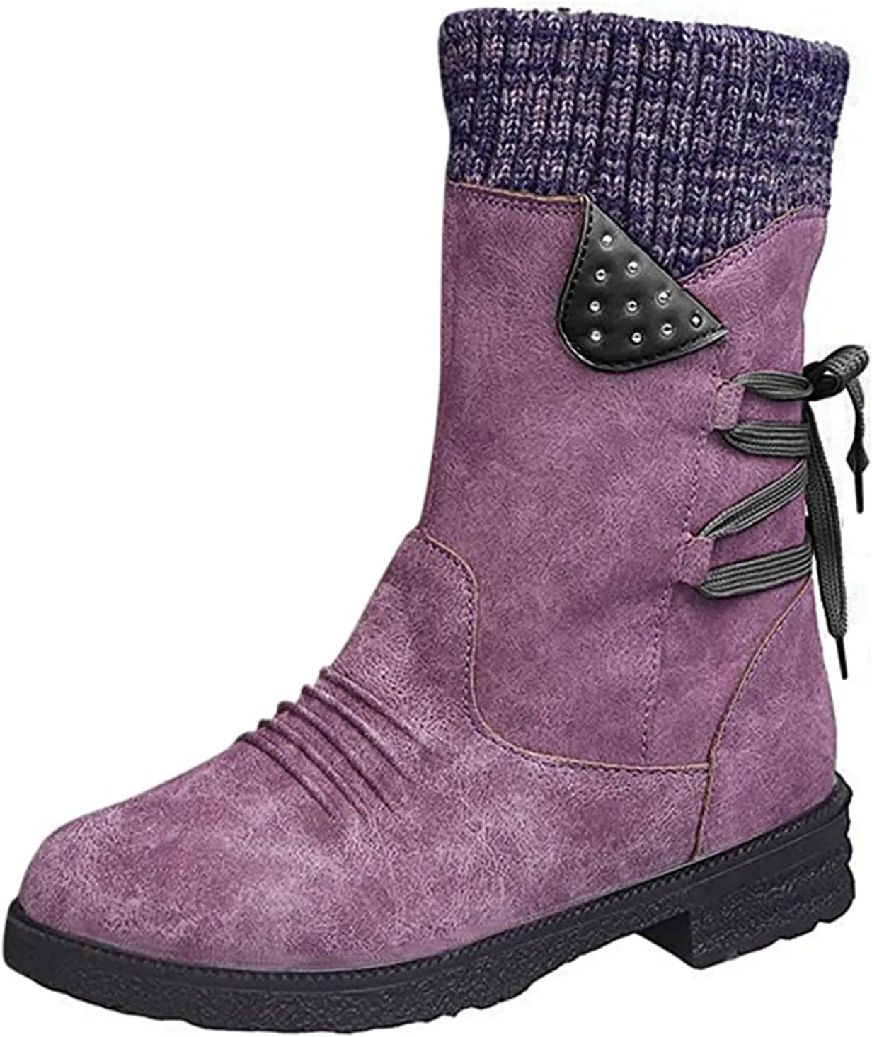 Fall Boots For Women 2024 Wide Calf Biker Boots Side Zipper Mid Calf Low Heel Motorcycle Fashion Riding Ankle Booties