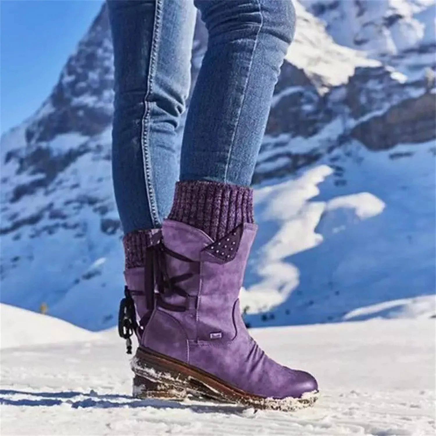 Fall Boots For Women 2024 Wide Calf Biker Boots Side Zipper Mid Calf Low Heel Motorcycle Fashion Riding Ankle Booties