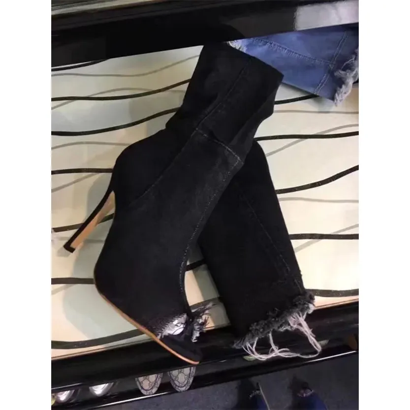 Funki Buys | Boots | Women's Denim Over Knee Stiletto Boots