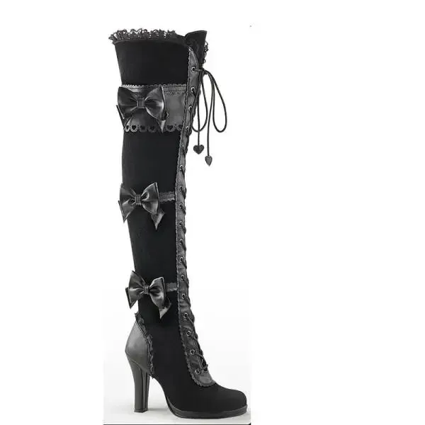 Funki Buys | Boots | Women's Over Knee Ribbon Lace Up Boots