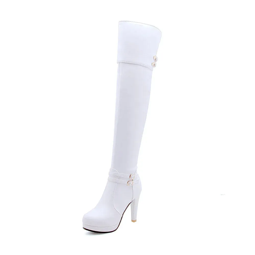 Funki Buys | Boots | Women's Over Knee Ribbon Lace Up Boots