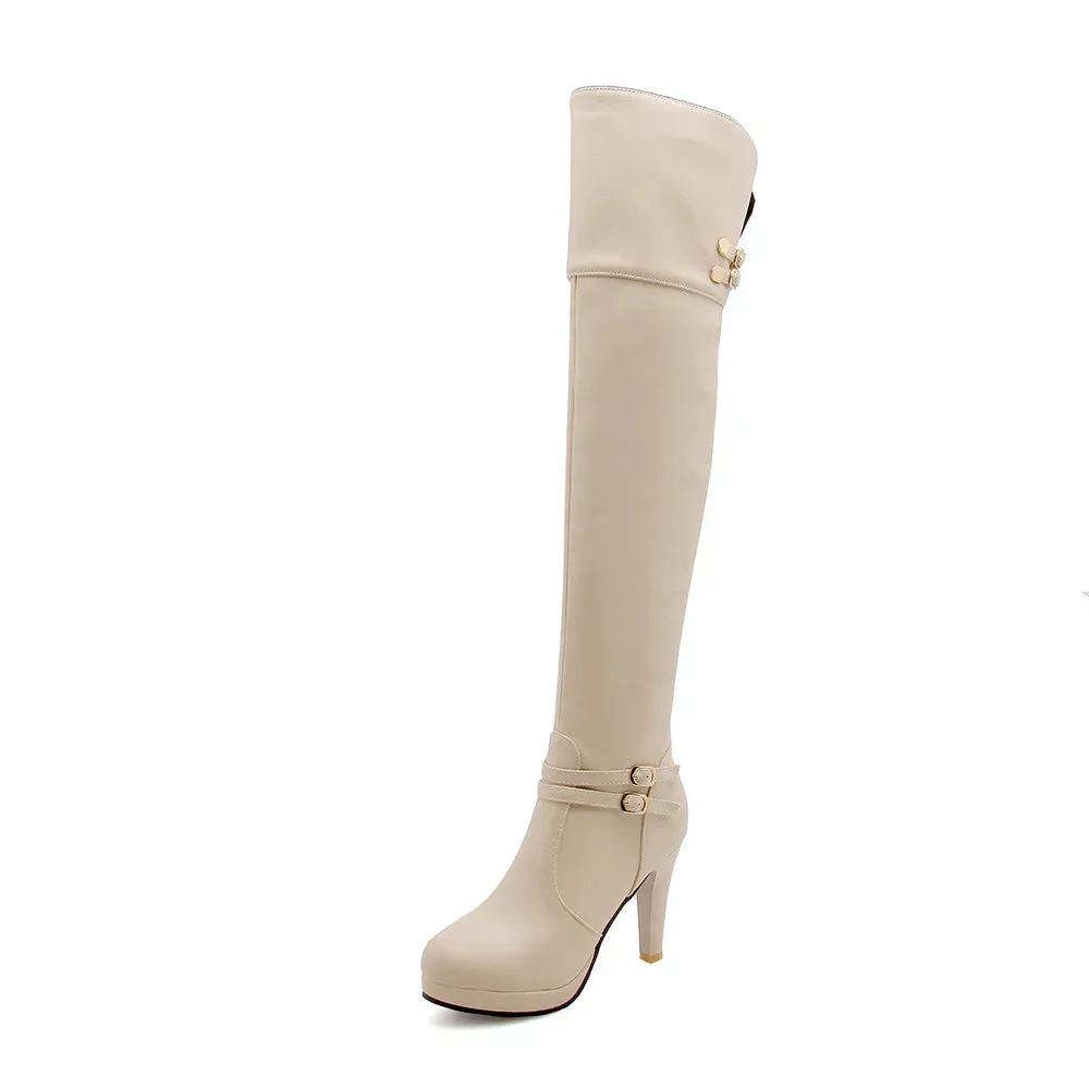 Funki Buys | Boots | Women's Over Knee Ribbon Lace Up Boots