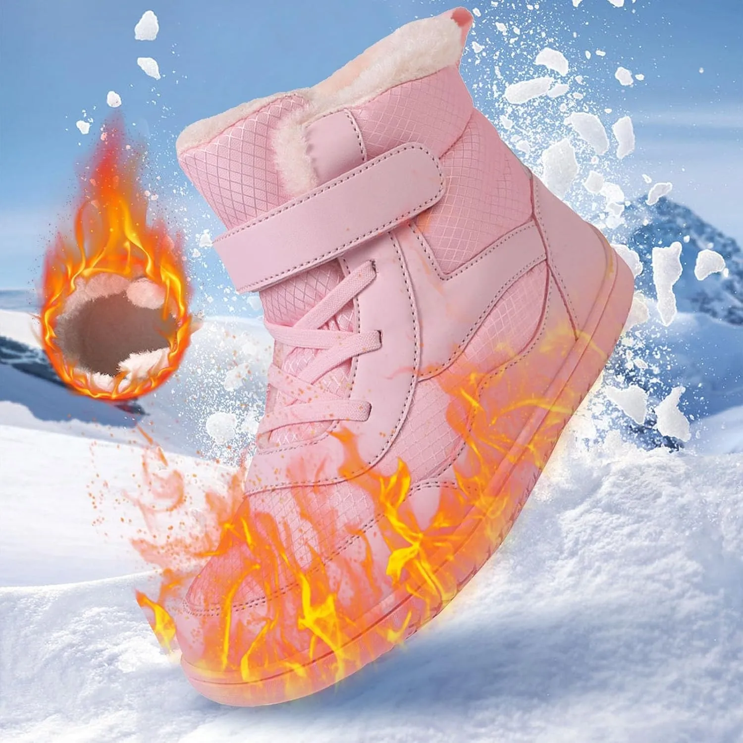 Girls Boys Winter Snow Boots - Comfortable Warm Toddler Winter Shoes Waterproof Kids Ankle Booties Outdoor Walking