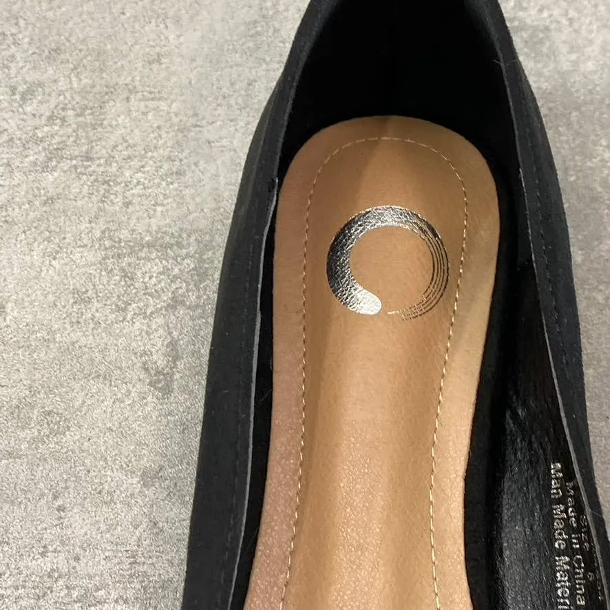 JOURNEE COLLECTION Women's Black Mindee Crisscross Pointed-Toe Slip-On Flat SZ8