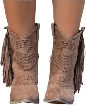 Lausiuoe Cowboy Boots For Women Short Fringe Western Cowgirl Ankle Boots Ladies Casual Dressy Wide Calf Booties Shoes Lausiuoe Cowboy Boots For Women Short Fringe Western Cowgirl Ankle Boots Ladies Casual Dressy Wide Calf Booties Shoes