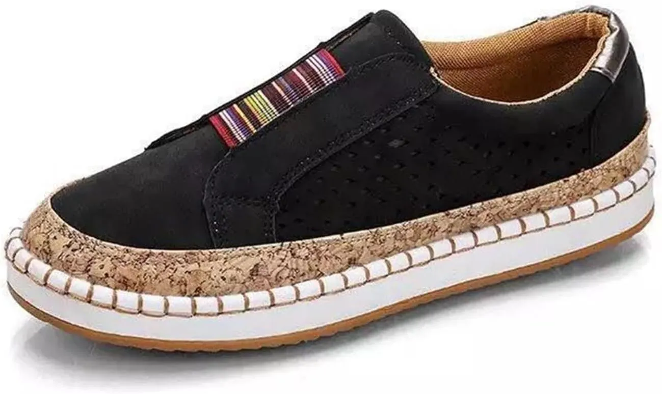 Lausiuoe Shoes For Women Sneakers Trendy Slip On Canvas Loafers Fashion Casual Classic Non-Slip Flat Walking Shoes