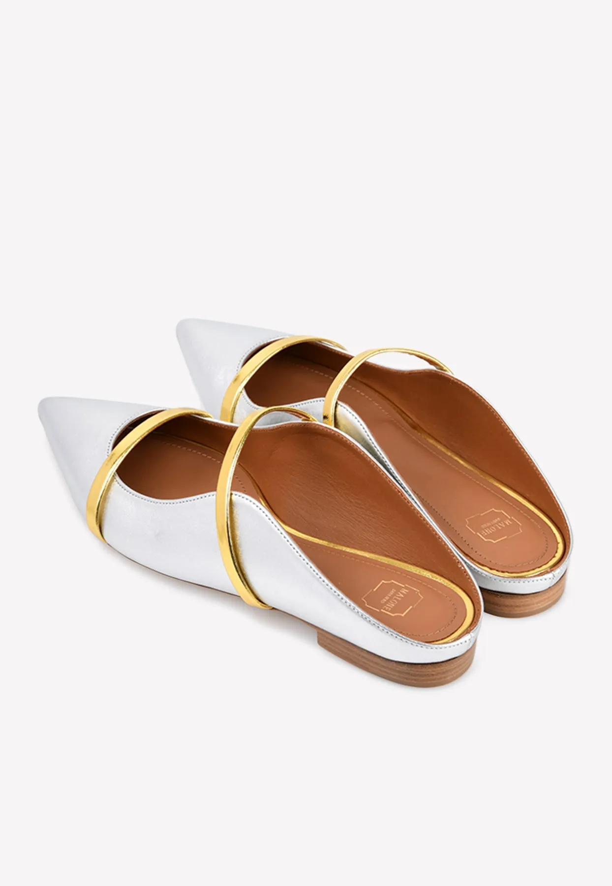 Maureen Flat Mules in Metallic Leather