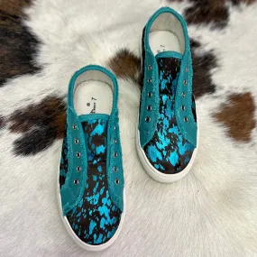 Montana West Turquoise Cow Print Sneakers*