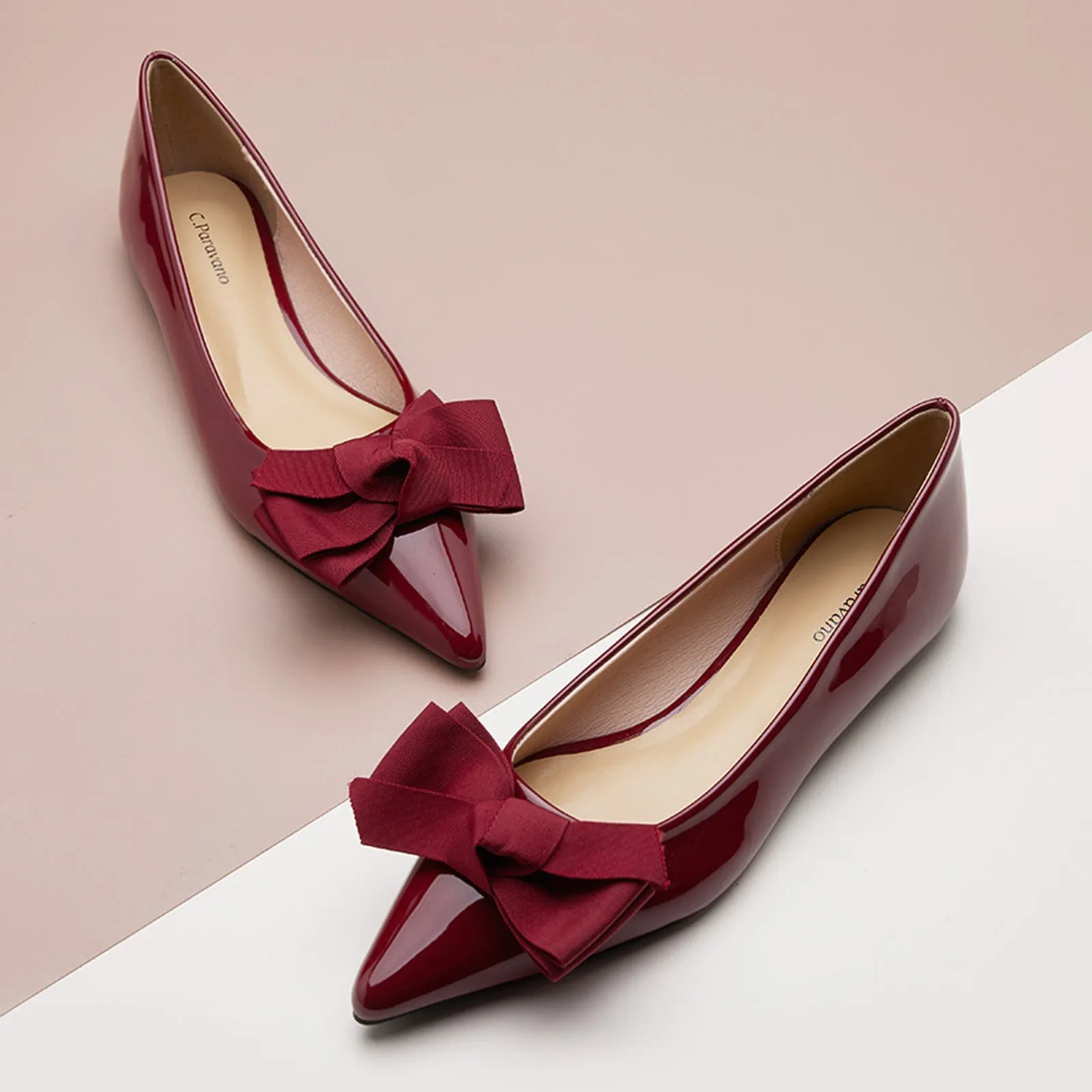 Patent Pointy Bow Flats (Aida) Red