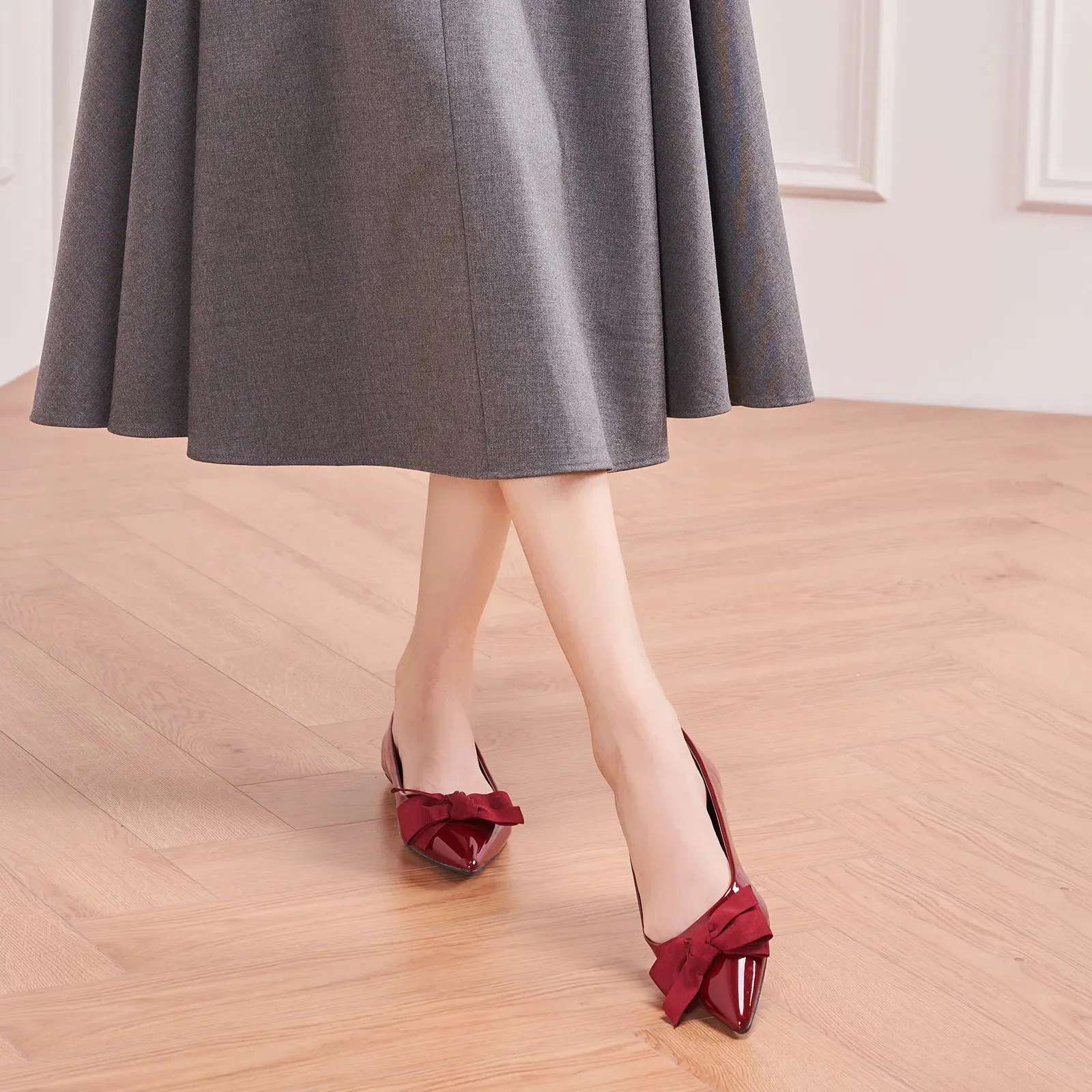 Patent Pointy Bow Flats (Aida) Red