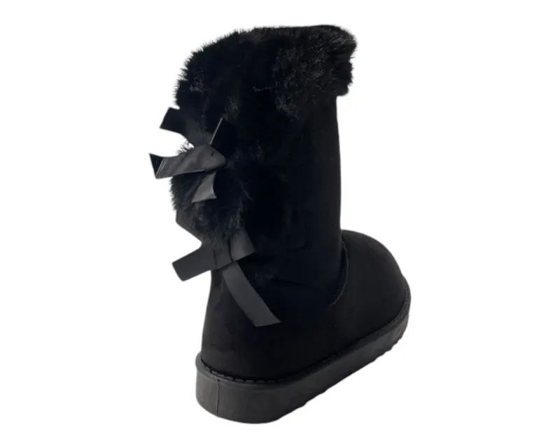 Pull On Faux Fur Lined Ankle Boots