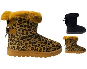 Pull On Faux Fur Lined Ankle Boots