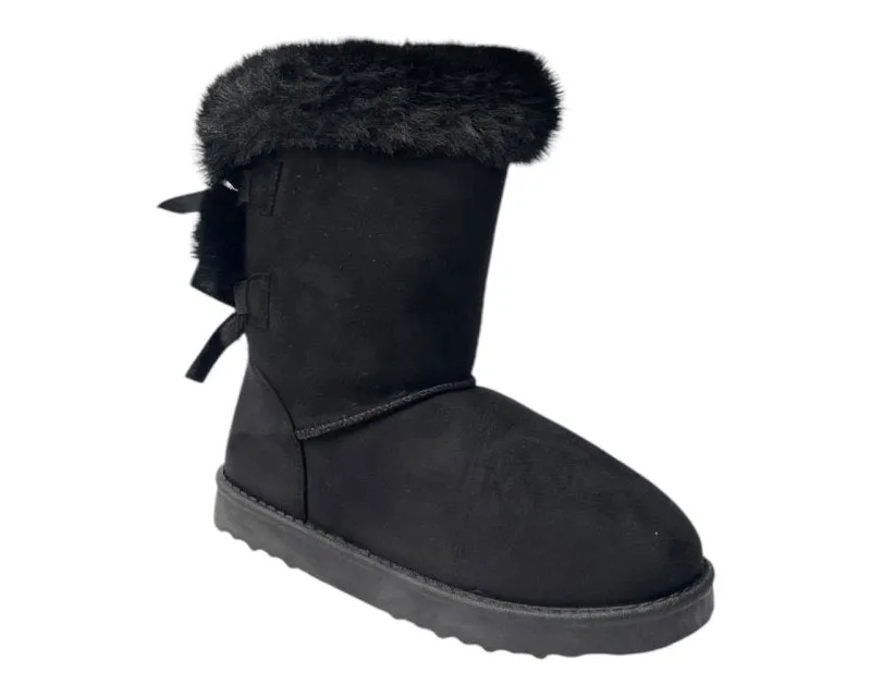 Pull On Faux Fur Lined Ankle Boots