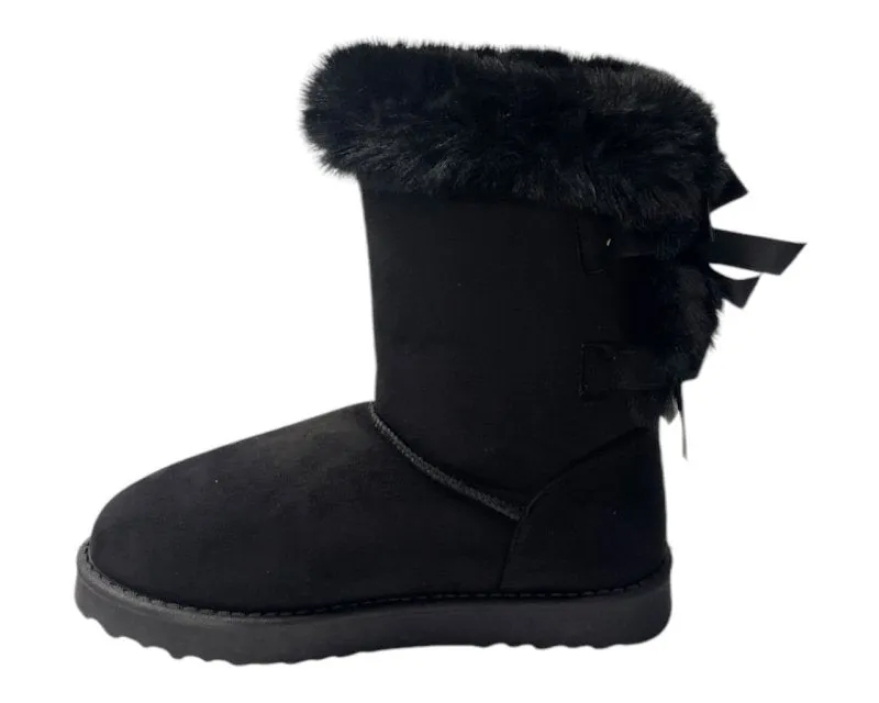 Pull On Faux Fur Lined Ankle Boots