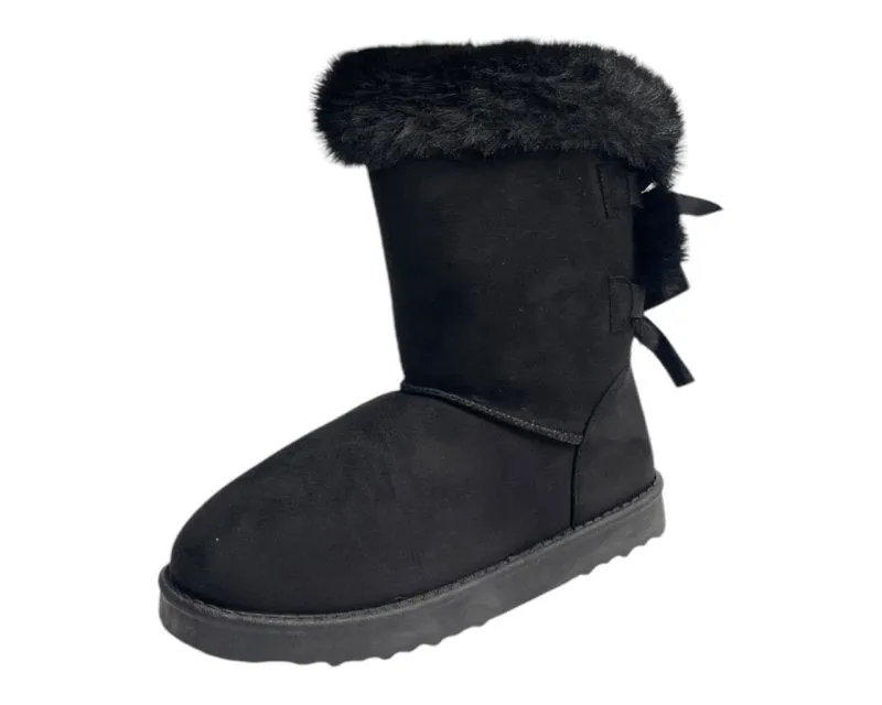 Pull On Faux Fur Lined Ankle Boots