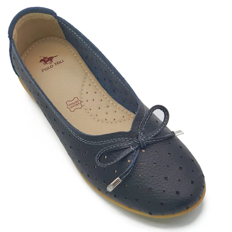 Punched Hole Low Wedge Ballet Shoes