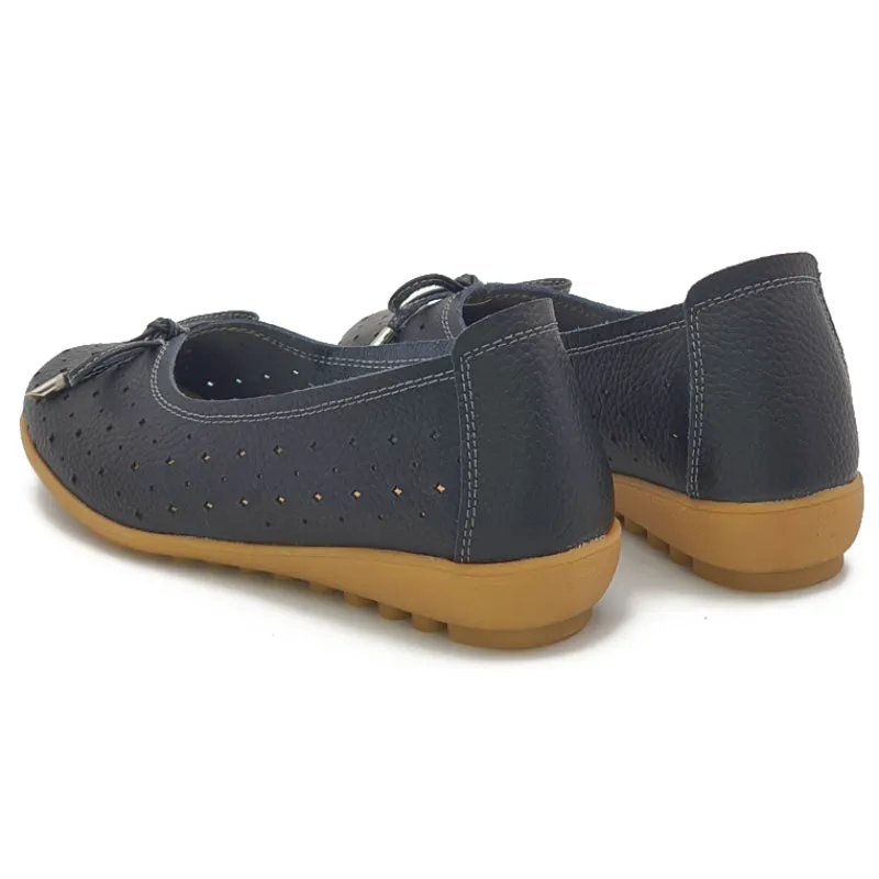 Punched Hole Low Wedge Ballet Shoes