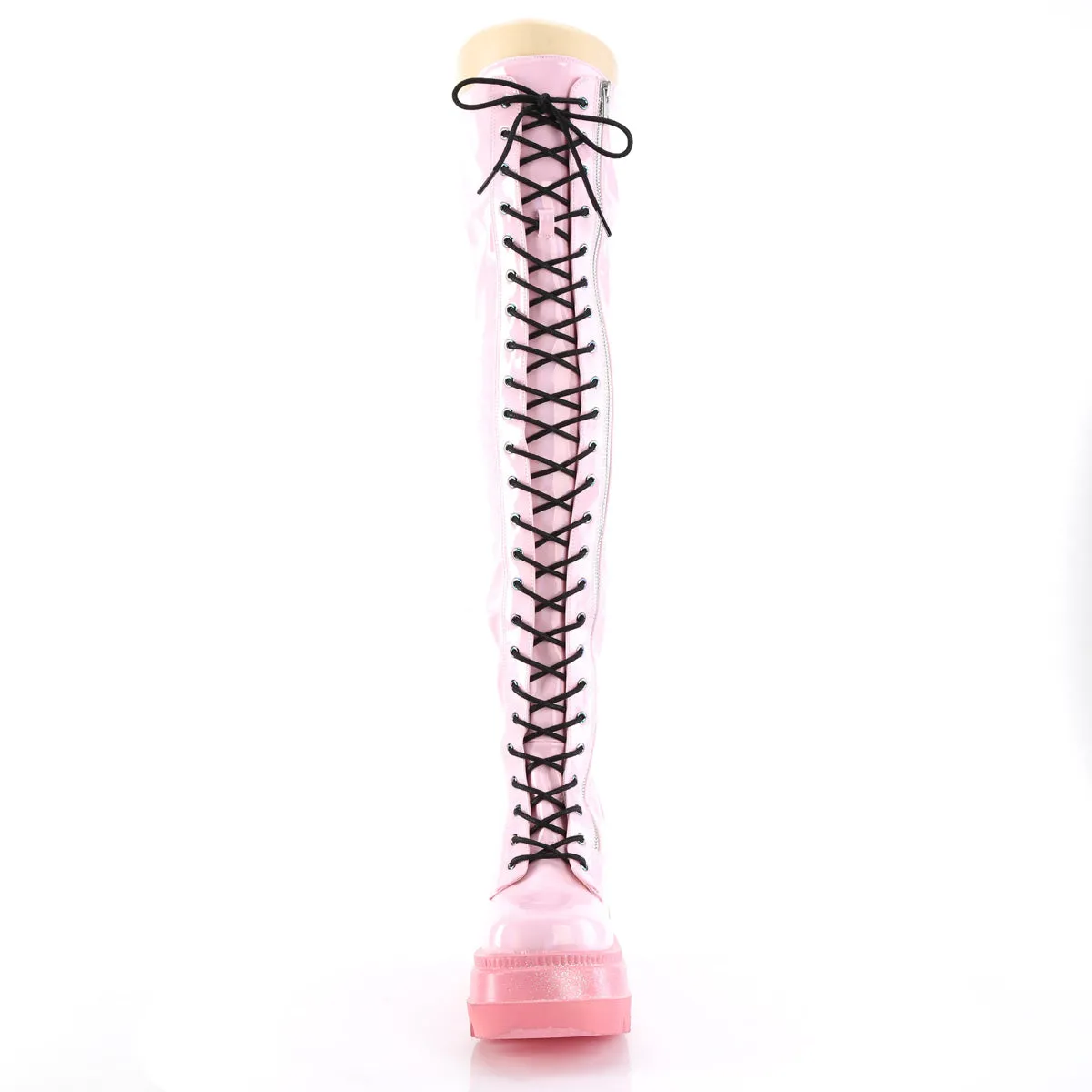 SHAKER-374-1 DemoniaCult Baby Pink Hologram Sexy Women's Over-the-Knee Boots (Alternative Footwear)