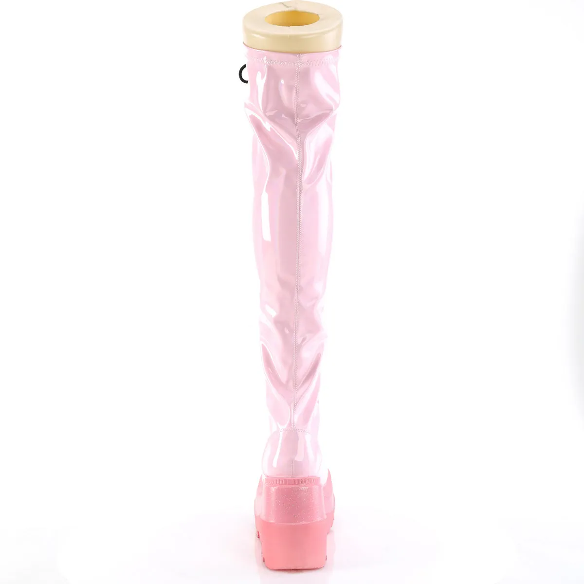 SHAKER-374-1 DemoniaCult Baby Pink Hologram Sexy Women's Over-the-Knee Boots (Alternative Footwear)
