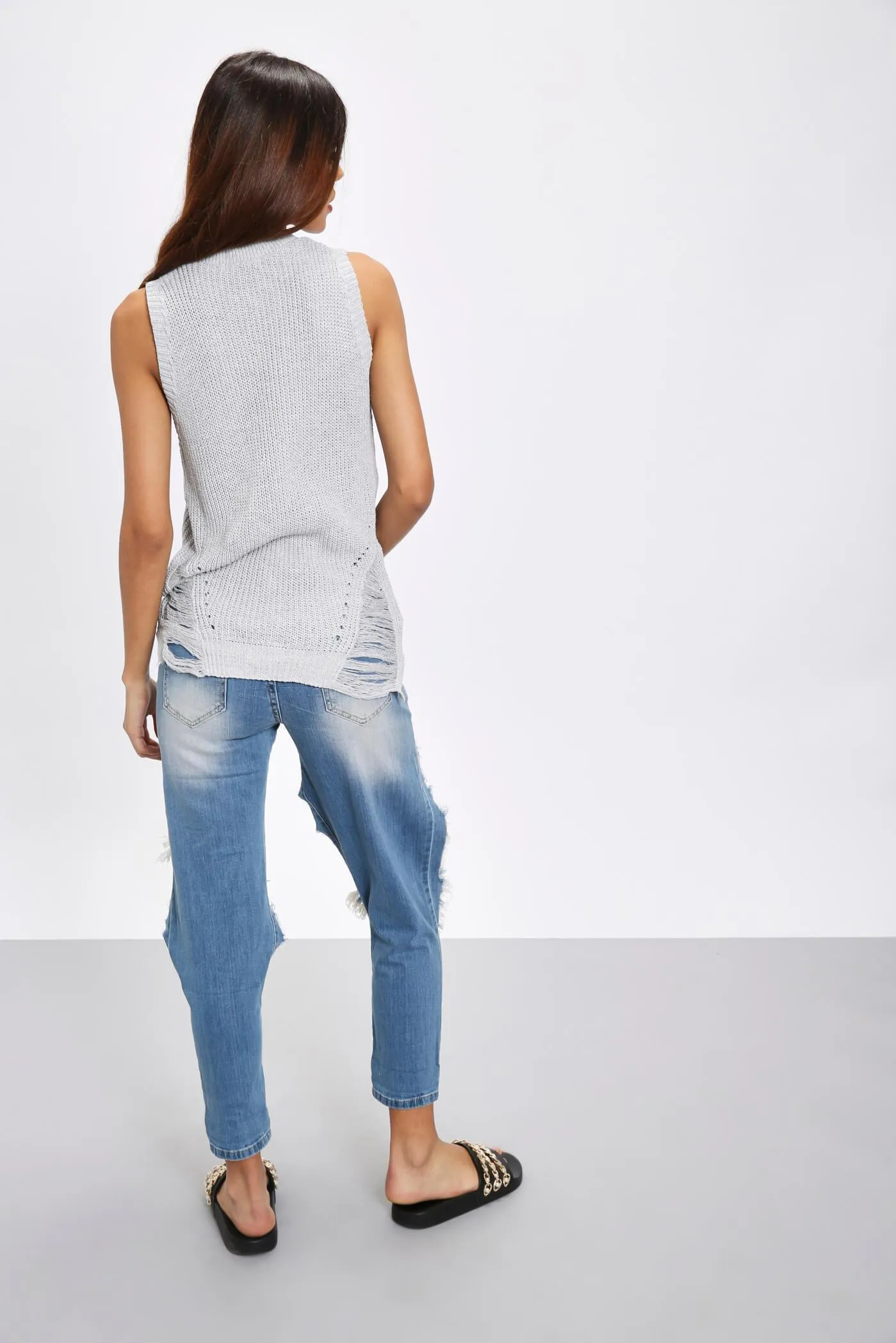 Silver Sleeveless Jumper