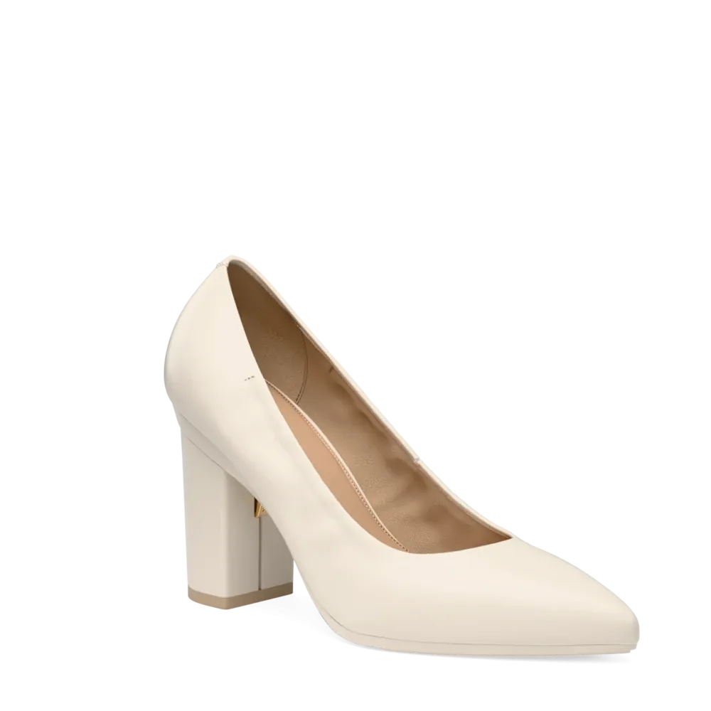 The Pump - Ivory Leather 4 Block
