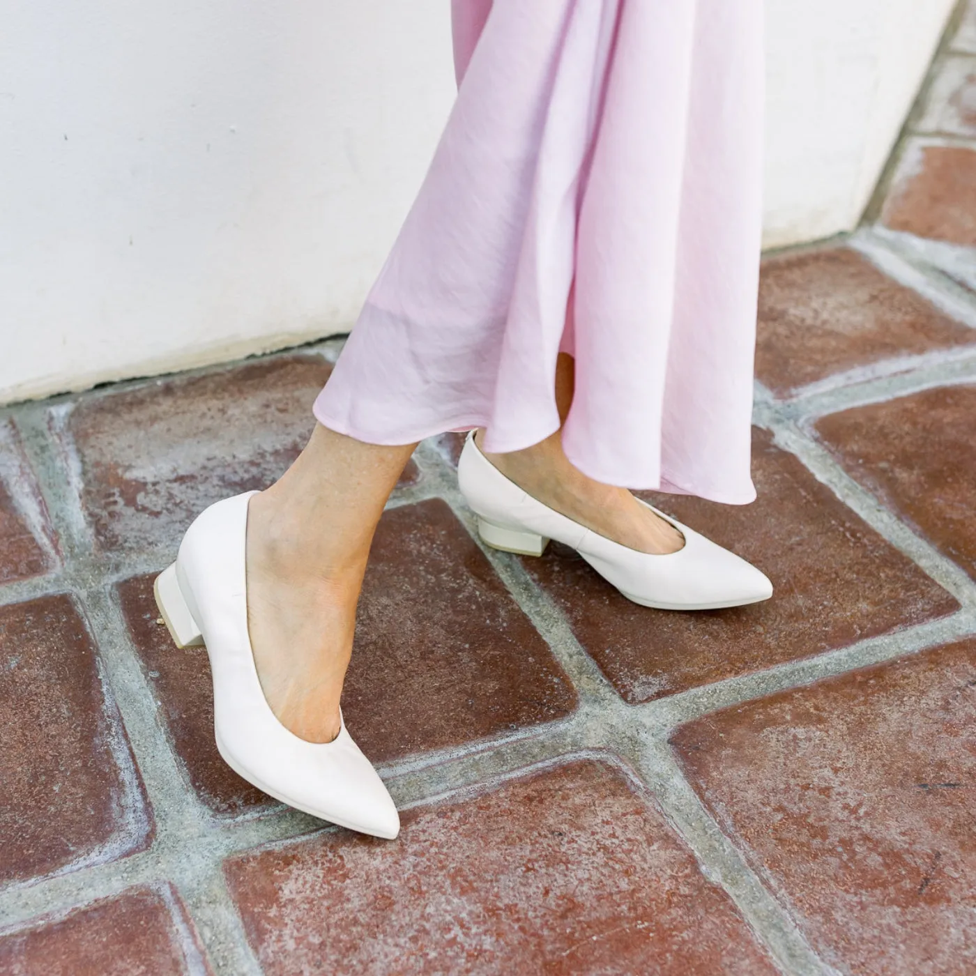 The Pump - Ivory Leather 4 Block