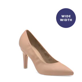 The Pump Wide Width - Latte Stretch Leather 4 Stiletto