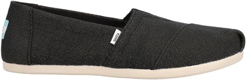 TOMS Womens Alpargata Metallic Slip On Flats Casual - Black