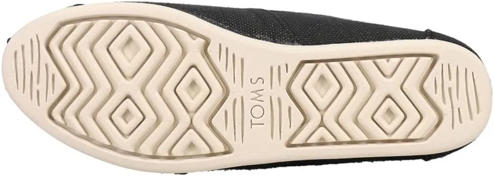 TOMS Womens Alpargata Metallic Slip On Flats Casual - Black
