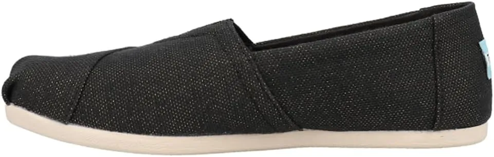 TOMS Womens Alpargata Metallic Slip On Flats Casual - Black