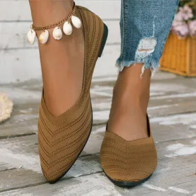 Walk in the Park Mesh Point Toe Solid Color Slip-Ons in Five Colors