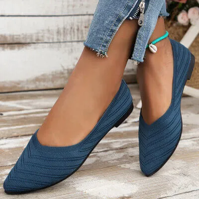 Walk in the Park Mesh Point Toe Solid Color Slip-Ons in Five Colors