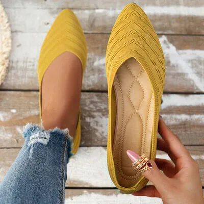 Walk in the Park Mesh Point Toe Solid Color Slip-Ons in Five Colors