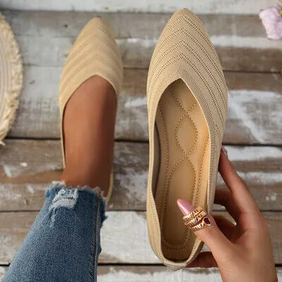 Walk in the Park Mesh Point Toe Solid Color Slip-Ons in Five Colors