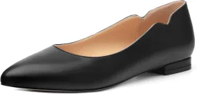Women's Pointed Toe Ballet Flats Casual Low Heel Pumps V-Shaped Notches Slip On Comfort Dress Party Office Shoes for Women