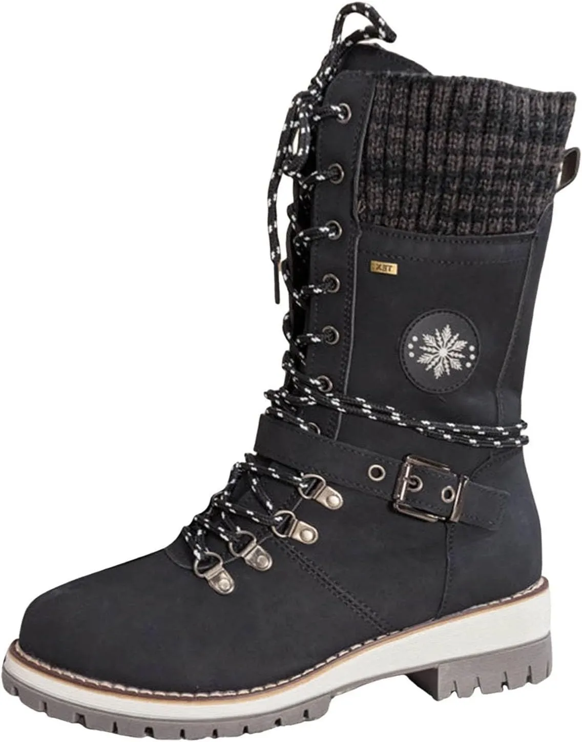 Womens Snow Boots Womens Winter Snow Boots Walking Comfortable Hiking Furry Mid Calf Lace Up Warm Booties Shoes