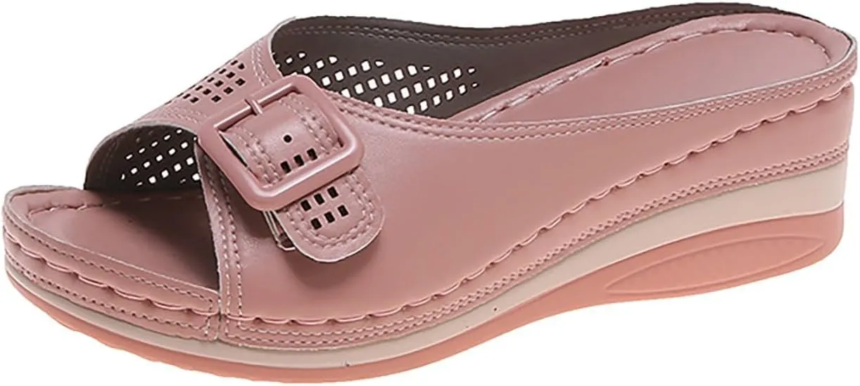 Womens Wedge Slippers Comfortable Open Toe Slip On Sandals Breathable Hollow Out Yoga Mat Slippers for Home Casual Beach Outdoor Sandals Wedges Sandal Shoes