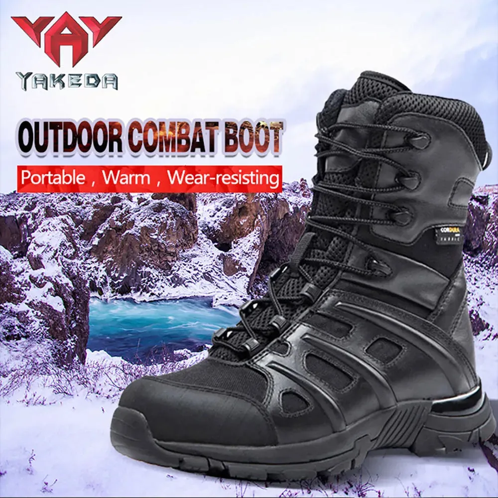 Yakeda Outdoor Hiking Boots Side Zipper shoes Combat Military Leather army tactical Boots for Women men
