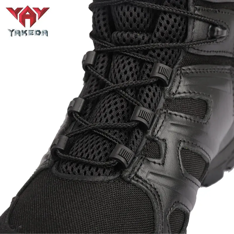 Yakeda Outdoor Hiking Boots Side Zipper shoes Combat Military Leather army tactical Boots for Women men