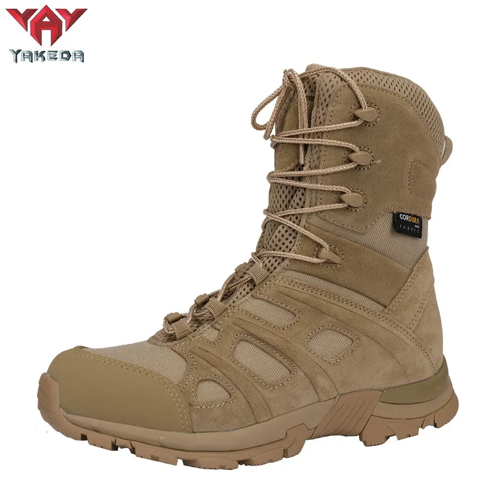 Yakeda Outdoor Hiking Boots Side Zipper shoes Combat Military Leather army tactical Boots for Women men